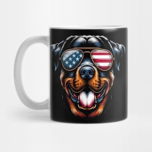 Rottweiler Patriotic Sunglasses American Flag 4th of July Mug